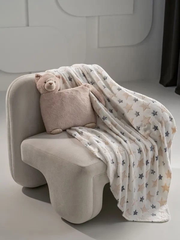 Плед с подушкой, 130х150 см, флис/плюш, бежевый, Кот, Plush animals, image-6