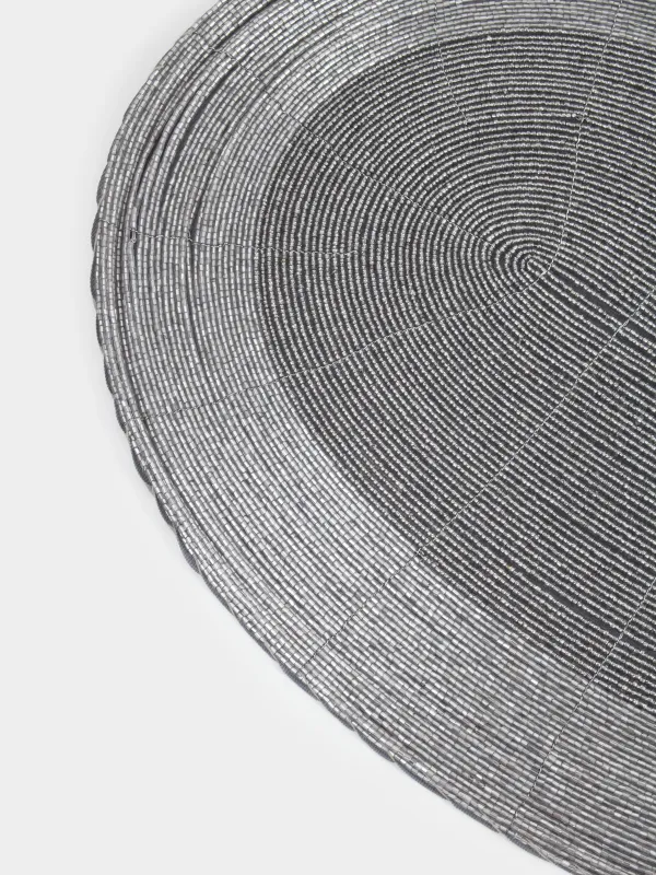 Салфетка под приборы, 31х41 см, бисер, овальная, темно-серая, Shiny beads, image-4