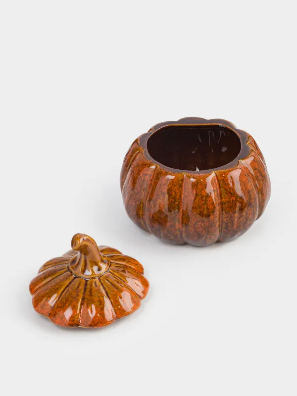 Емкость для хранения, 16х16 см, 900 мл, фарфор P, оранжево-коричневая, Тыква, Forest symphony, image-1