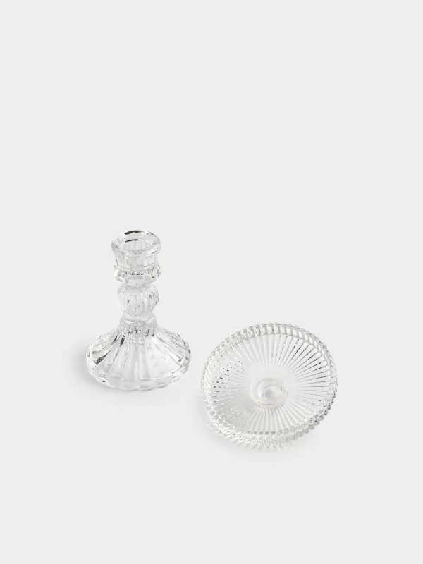 Подсвечник, 12 см, для цилиндрической/тонкой свечи, на ножке, разборный, стекло, Ribby, image-2