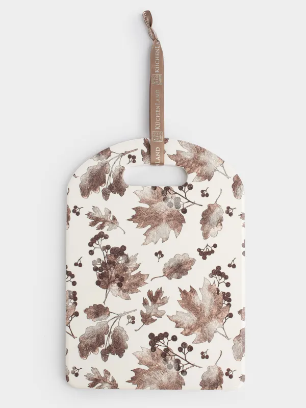 Подставка под горячее, 24х17 см, керамика/пробка, бежевая, Листопад, Autumn leaves, image-0