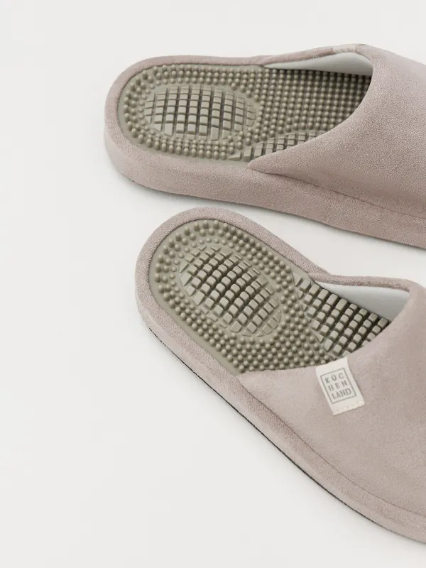 Тапочки женские, домашние, вельвет/резина, серо-лиловые, Lint, image-2