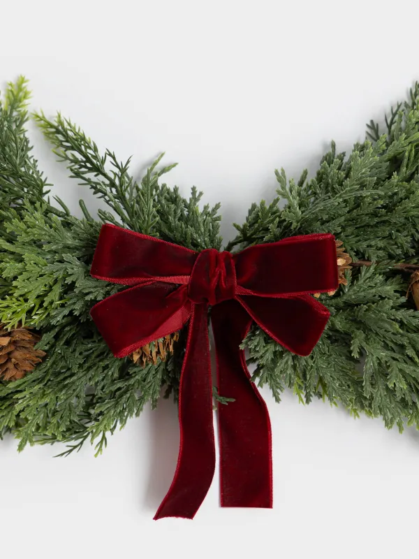 Композиция новогодняя, 60 см, Хвоя с шишками, Conifer decor, image-1