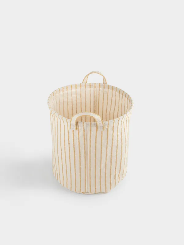 Сумка для хранения белья, 30х35 см, с ручками, полиэстер, круглая, экрю, Полосы, Stripe, image-3