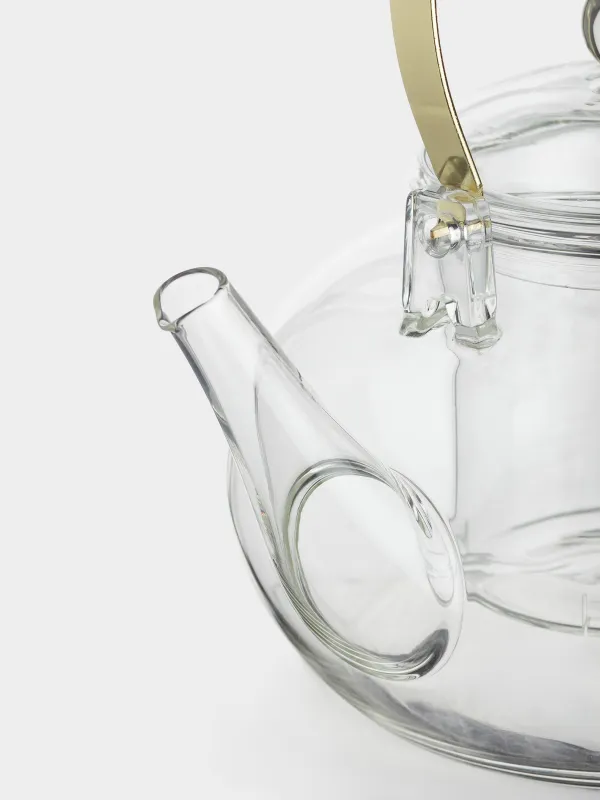 Чайник заварочный, 900 мл, стекло Б/металл, Золотистые цветы, Lux elements, image-2