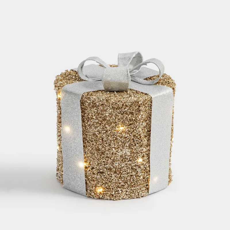 Статуэтка с подсветкой, 20 см, полиэстер/металл, круглая, шампань, Подарок, Frosty sparks