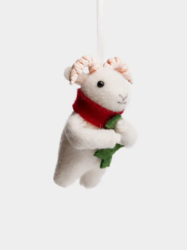 Игрушка елочная, 14 см, Козочка с елкой, Figure Christmas Fuzz, image-1