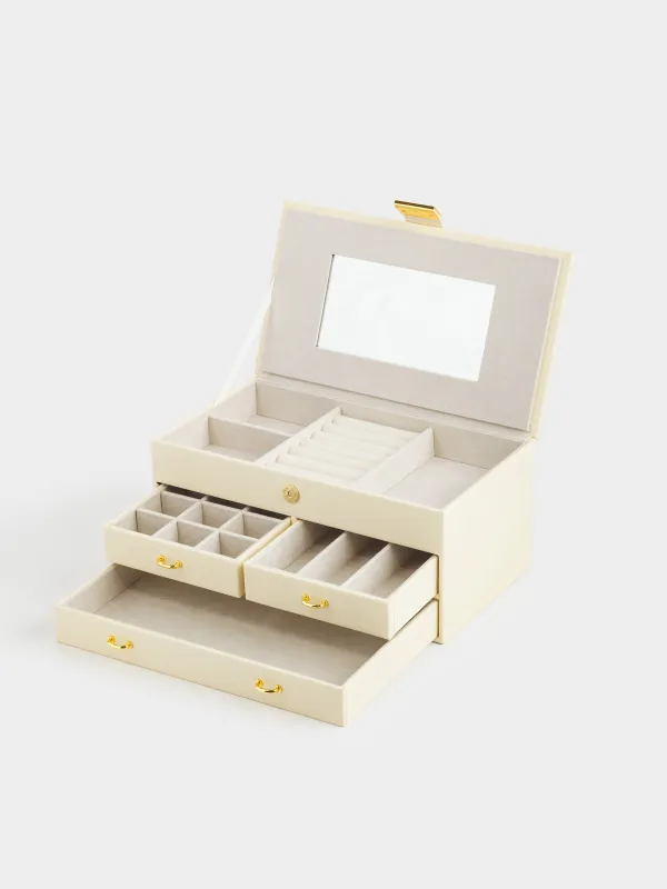 Шкатулка для украшений, 26х15 см, с зеркалом, дерево/искусственная кожа, экрю, Premiere, image-5