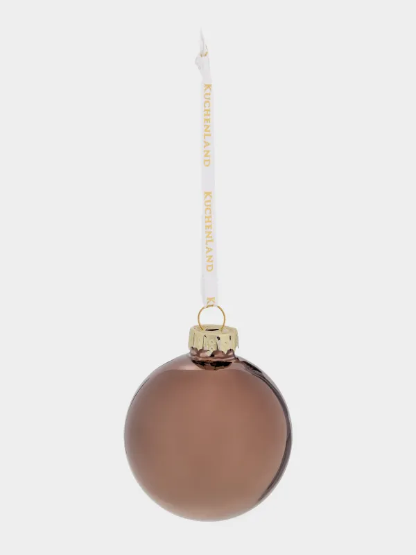 Набор елочных игрушек, 6 см, 6 шт, стекло, с блестками, бронзовый, Шар, Ball sparkle, image-3