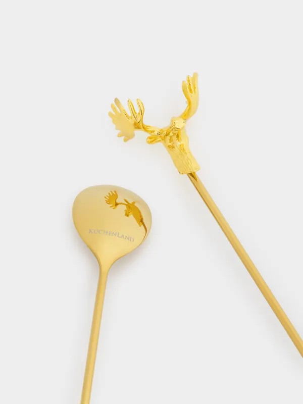 Ложка десертная, 20 см, 2 шт, сталь, золотистая, Лось, Moose story, image-3