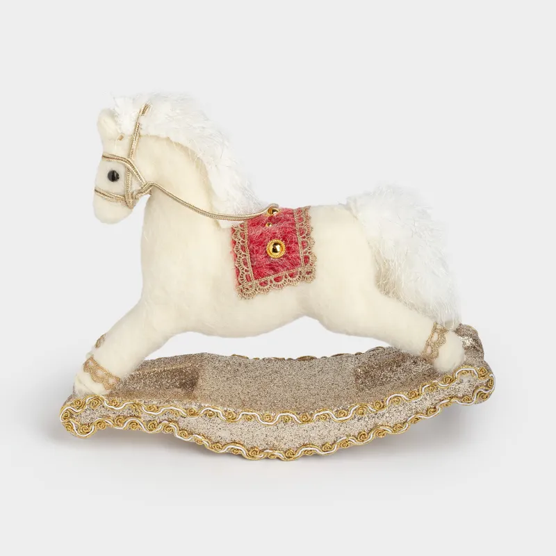 Изделие декоративное, 27х30 см, пенопласт/полиэстер, молочная, Лошадка-качалка, Rocking horse