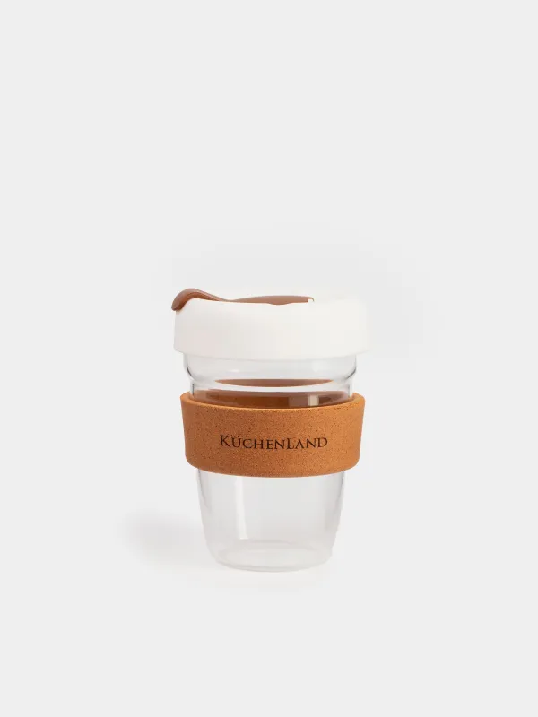 Стакан, 350 мл, с крышкой и манжетой, Clear cork, image-0