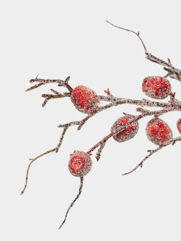 Ветка декоративная, 75 см, Красные замороженные ягоды, Red berry, image-1
