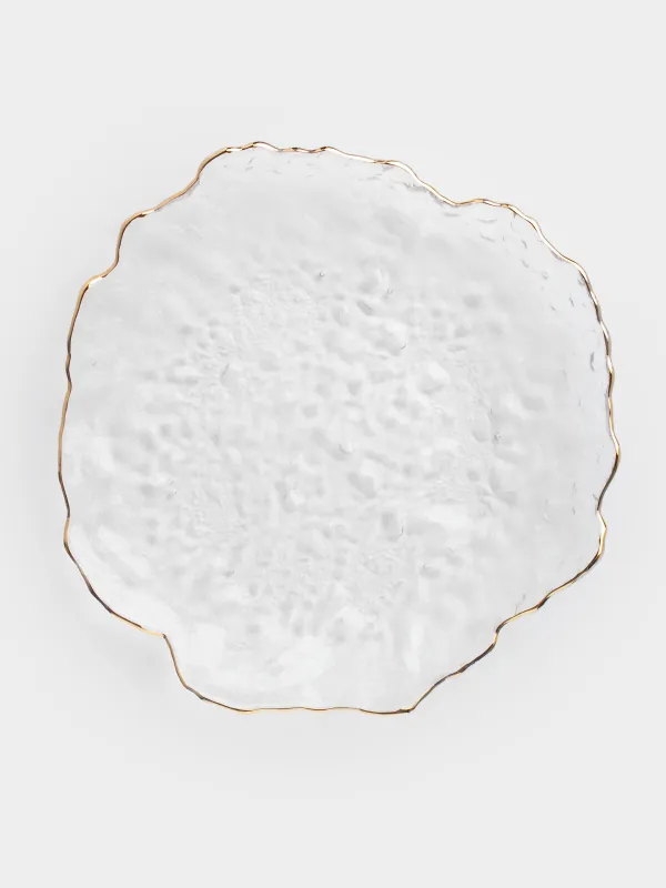 Блюдо, 30 см, стекло, с золотистым кантом, Nautilus gold, image-1