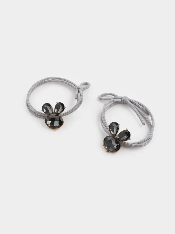 Резинка для волос, 4 см, 2 шт, полиэстер/пластик, черная, Зайки, Gracile, image-1