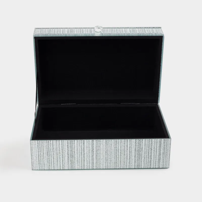Шкатулка для украшений, 21х13 см, стекло, серебристая, Полосы, Actress, image-4