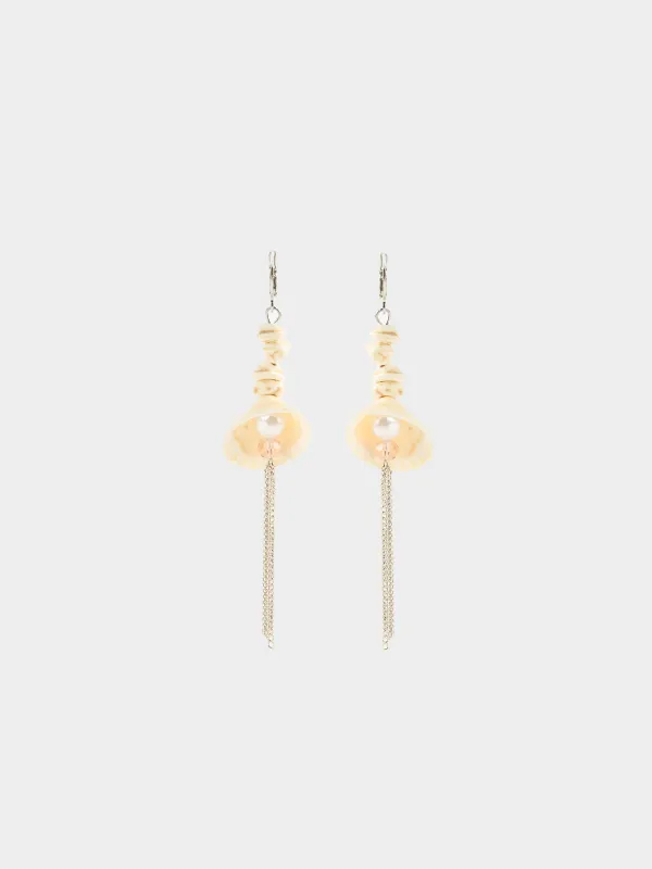 Серьги, 8 см, 2 шт, металл/ракушка, серебристые, Гребешок, Jewelry seaside, image-0