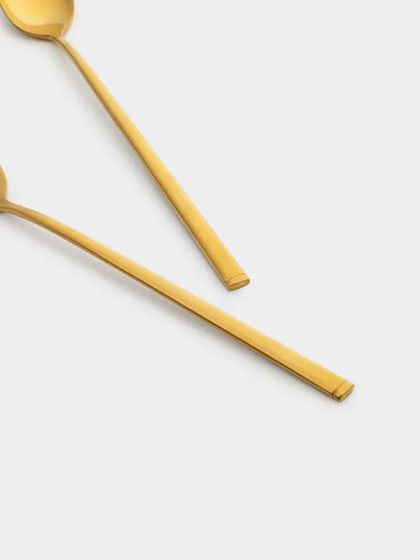 Ложка чайная, 2 шт, с длинной ручкой, сталь, золотистая, Madrid, image-3