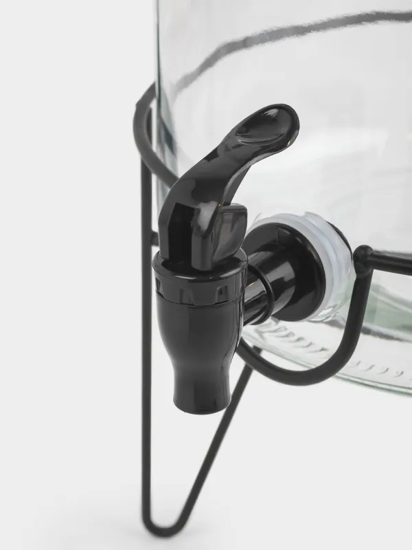 Диспенсер для напитков, 5,2 л, на подставке, стекло/металл, черный, Loft, image-6