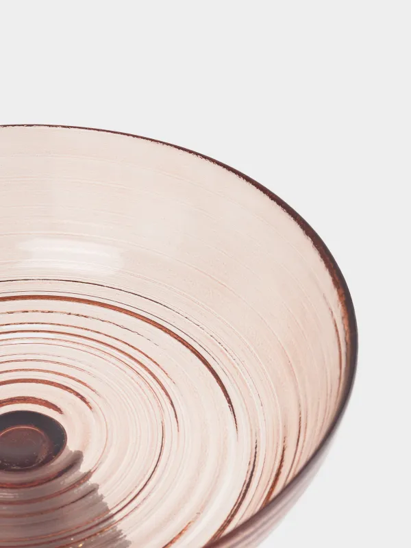 Ваза для фруктов, 21х13 см, на ножке, стекло, коричневая, Полосы, Color pattern, image-3