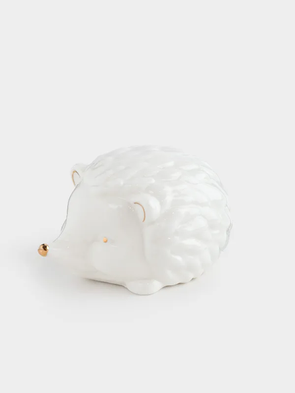 Статуэтка с подсветкой, 6 см, фарфор P, бело-золотистая, Еж, Golden glow, image-0