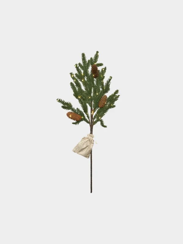 Ветка декоративная, 78 см, с подсветкой, Хвоя с шишками, Conifer decor, image-0