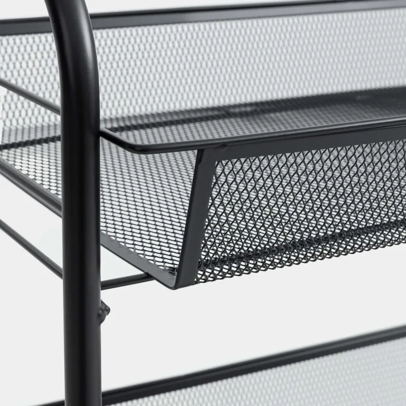 Этажерка, 3-х ярусная, 44х26х63 см, на колесах, сталь/пластик, черная, Compact black, image-2