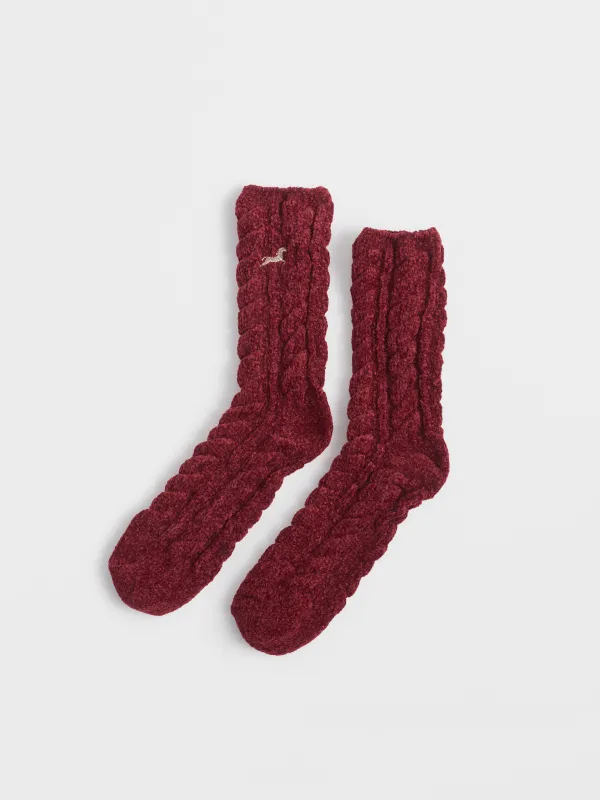 Носки женские, бордовые, Knitted chenill, image-2