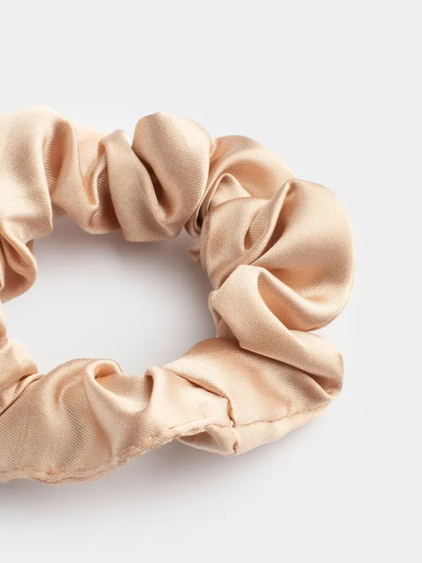 Резинка для волос, 6 см, сатин, бежевая, Silk, image-2