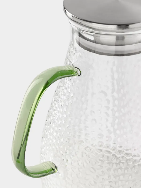Кувшин, 1,7 л, с крышкой-фильтром, стекло Б/сталь, с зеленой ручкой, Dawned, image-1