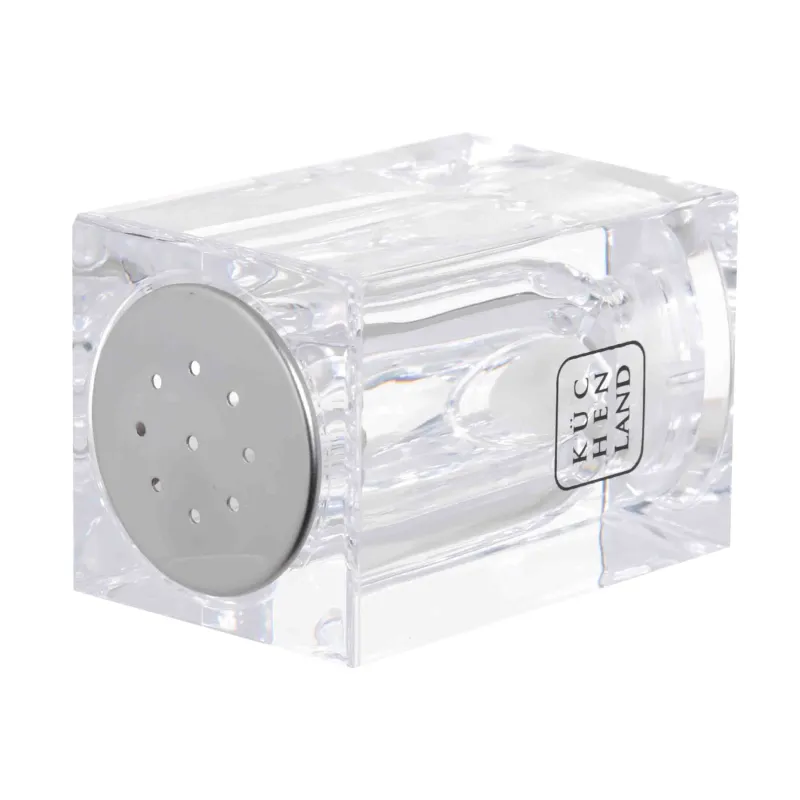 Набор для соли и перца, 9 см, с мельницей, акрил/пластик, Cube, image-1