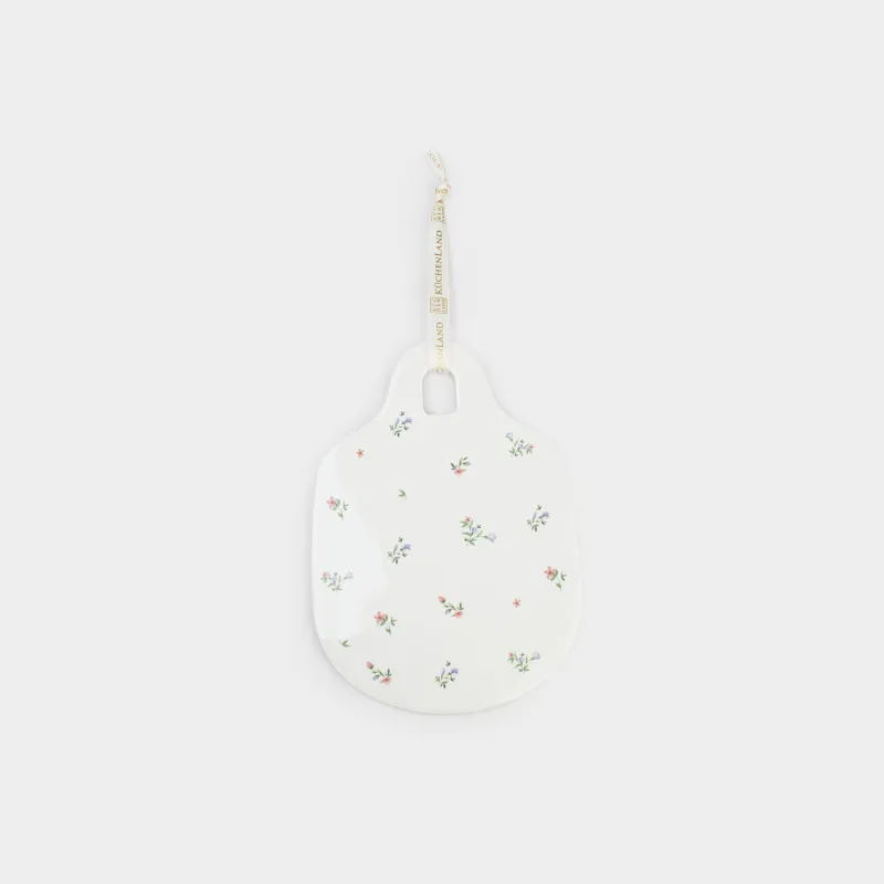 Подставка под горячее, 15x21 см, керамика/пробка, белая, Нежные цветы, El floria