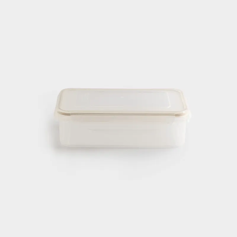 Контейнер, 800 мл, с клипсами, пластик/силикон, прямоугольный, бежевый, Roomy clip