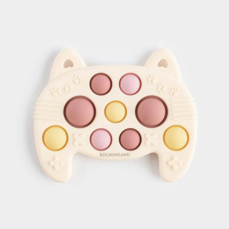 Игрушка развивающая, 10х8 см, пластик/силикон, бежевая, Кот-игровой пульт, Pop-it