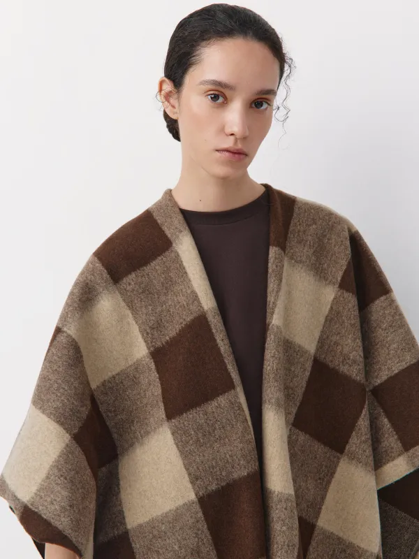 Пончо в клетку с бахромой, Poncho, image-1