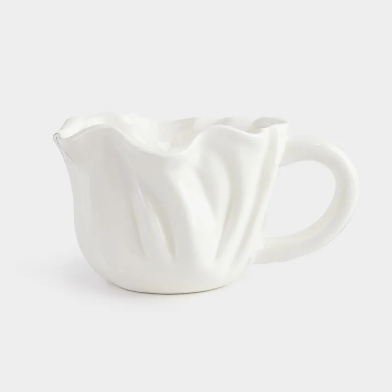 Кружка, 350 мл, керамика, молочная, Мятый эффект, Crumple, image-0