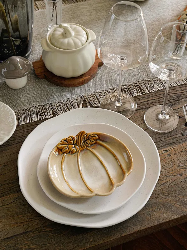 Блюдо, 16х15х4 см, керамика, молочно-коричневое, Тыква с листом, Pumpkin velir, image-5