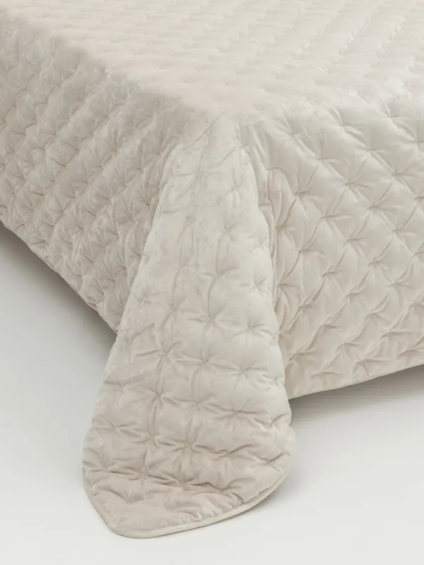 Покрывало, 220х240 см, стеганое, вельвет/микрофибра, молочное, Линии, Stitch velvet, image-6