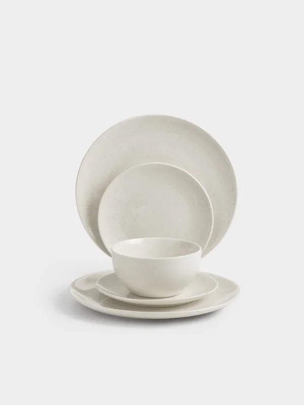 Сервиз обеденный, 6 перс, 18 пр, фарфор P, молочный, в крапинку, Latio, image-1