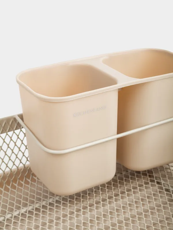 Сушилка для посуды, 43х32 см, с поддоном, пластик/металл, серо-бежевая, Dainty twin, image-2