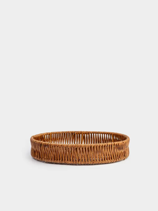 Поднос, 25 см, ротанг, круглый, коричневый, Blendy, image-1