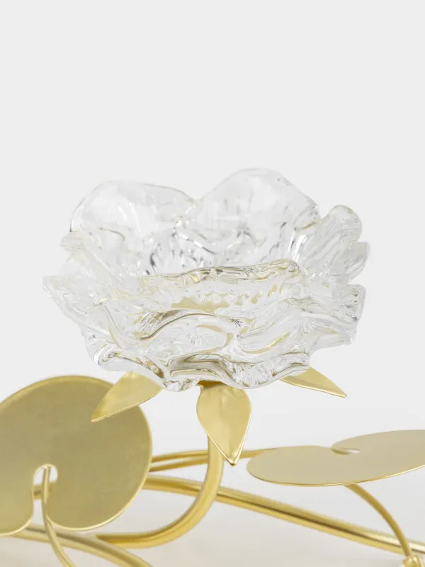 Подсвечник, 13 см, для чайной свечи, стекло/металл, золотистый, Лотос, Fantastic flowers, image-2