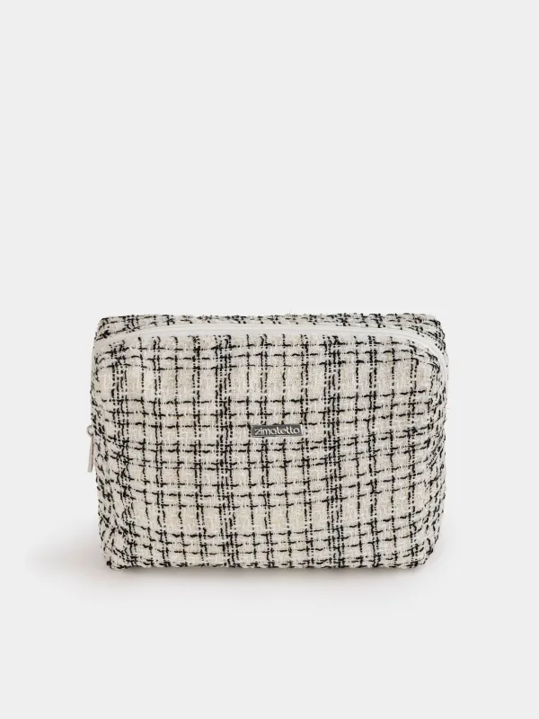 Косметичка, 26х19 см, твид, черно-белая, Wenal, image-2