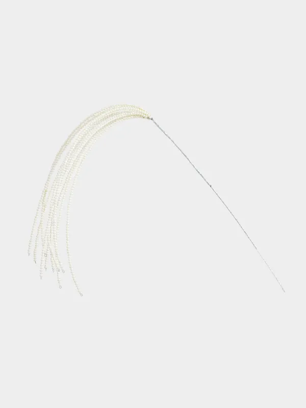 Ветка декоративная, 76 см, бисер/металл, серебристая, Ива из бусин, Balls decor, image-0