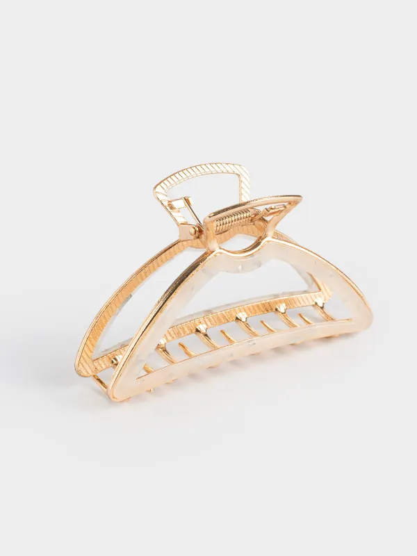 Заколка для волос, 10 см, акрил/металл, золотистая, Крабик, Glam, image-0