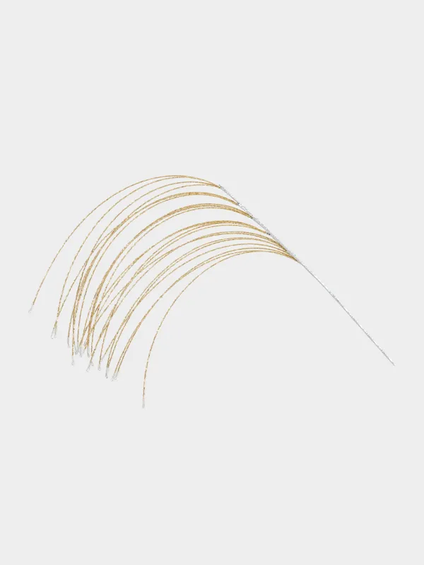 Ветка декоративная, 62 см, бисер/металл, золотистая, Ива, Curved decor, image-0