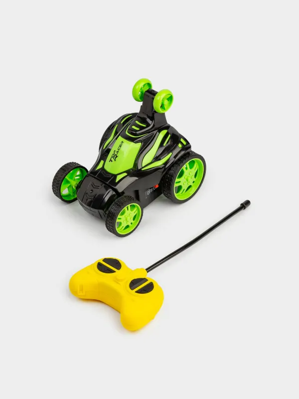 Игрушка, 12х11 см, радиоуправляемая, пластик, зеленая, Машина-перевертыш, Kids cars, image-0
