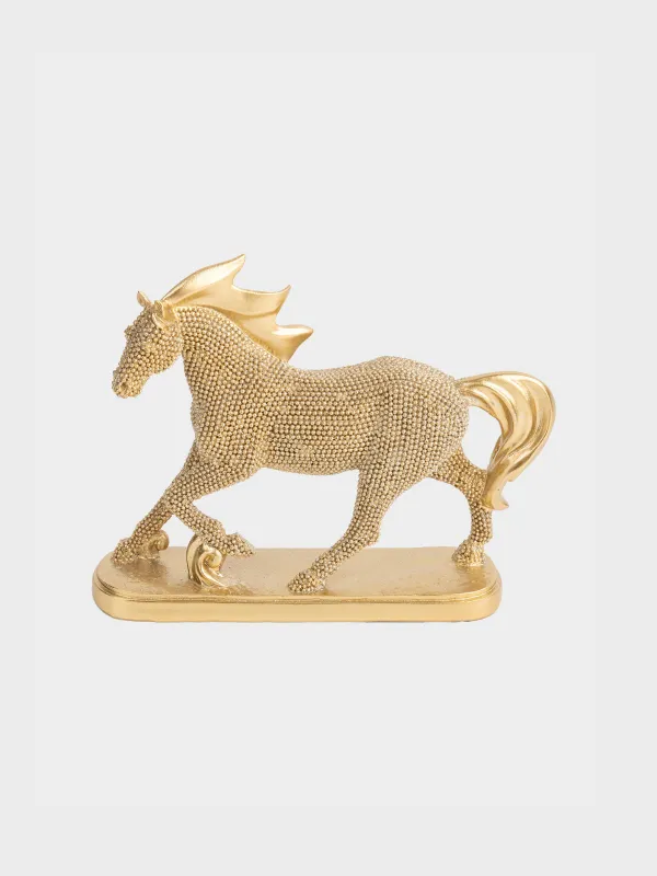 Статуэтка, 19x17 см, полирезин, золотистая, Лошадь, Horse gold, image-0