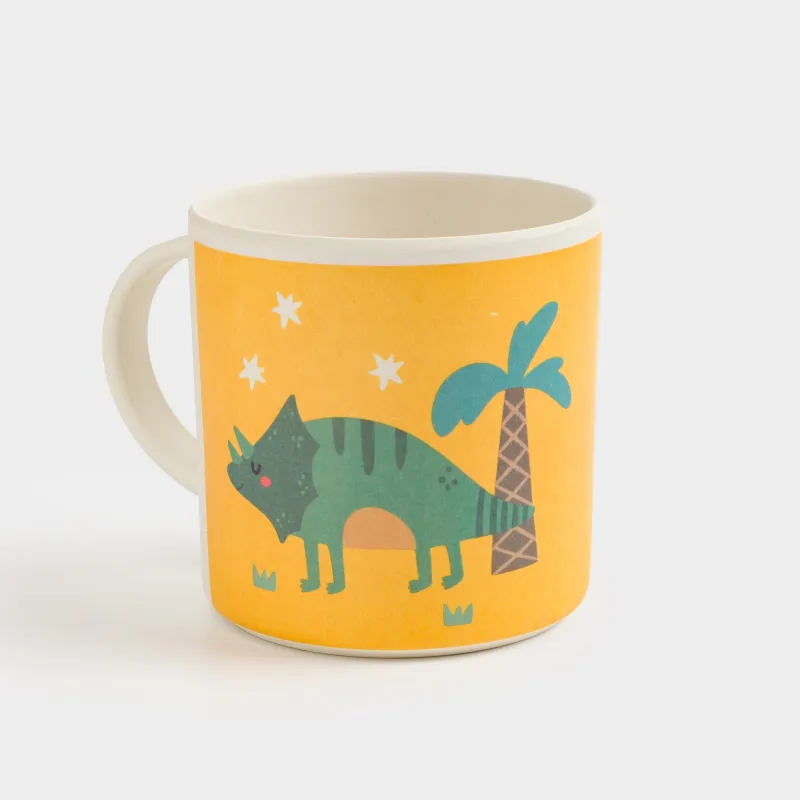 Кружка, детская, 350 мл, бамбук, желтая, Динозавр и пальма, Dino, image-4