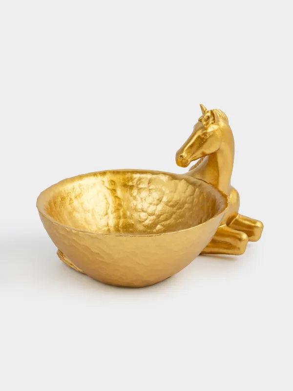 Конфетница, 16х11 см, полирезин, золотистая, Лошадь, Horse gold, image-0